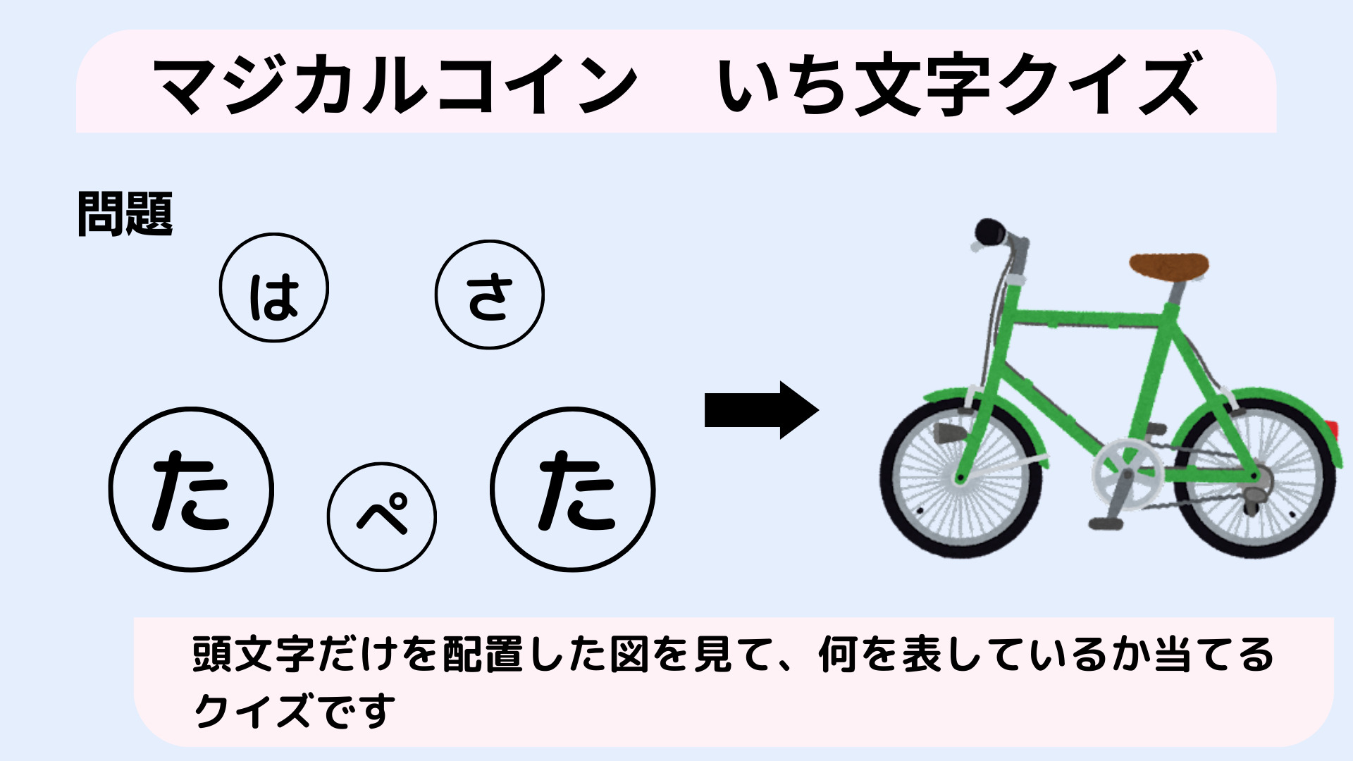 学級レク(84)「マジカルコイン いち文字クイズ」〜頭文字の場所から、答えを推理する〜 | サンソンの「レクで学級をHappyに！」